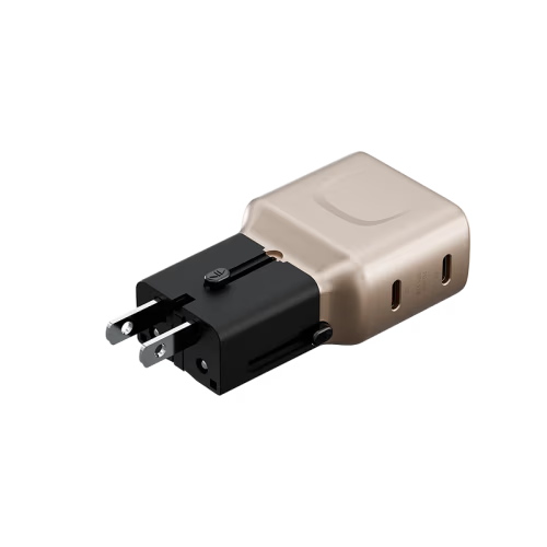 Energea TravelGo 2 Port USB-C 45W PD Travel Adapter - Gold Black