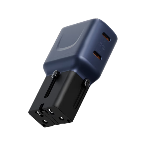 Energea TravelGo 2 Port USB-C 45W PD Travel Adapter - Blue Black