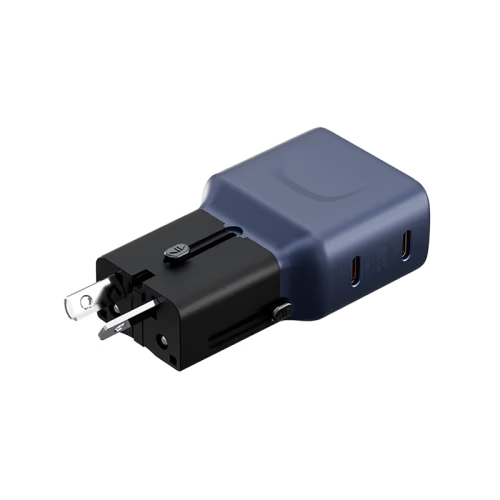 Energea TravelGo 2 Port USB-C 45W PD Travel Adapter - Blue Black