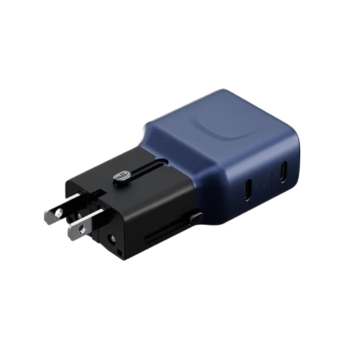 Energea TravelGo 2 Port USB-C 45W PD Travel Adapter - Blue Black
