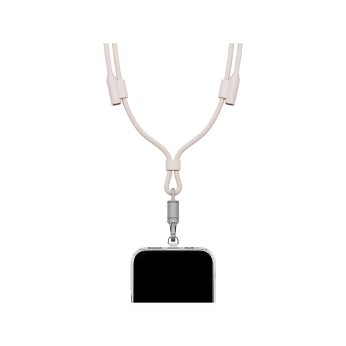 Energea Lasso 2-In-1 USB-C to USB-C 240W 480Mbps Lanyard With Charging Cable 1.5M - Sand