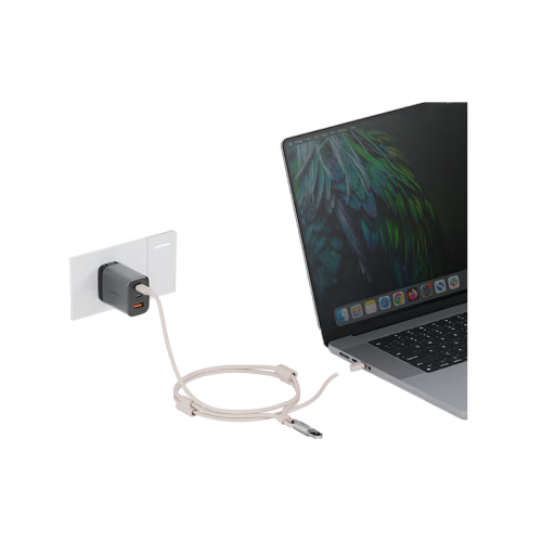 Energea Lasso 2-In-1 USB-C to USB-C 240W 480Mbps Lanyard With Charging Cable 1.5M - Sand