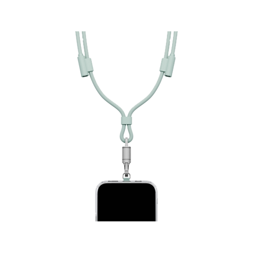 ENERGEA Lasso Lanyard - USB-C To USB-C Cable 480Mbps 240W With Lanyard Card - 1.5M - Sage