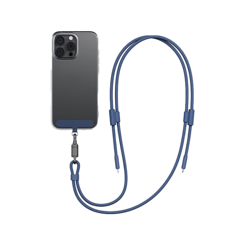 Energea Lasso 2-In-1 USB-C to USB-C 240W 480Mbps Lanyard With Charging Cable 1.5M - Blue