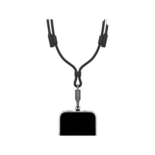 ENERGEA Lasso Lanyard - USB-C To USB-C Cable 480Mbps 240W With Lanyard Card - 1.5M - Black
