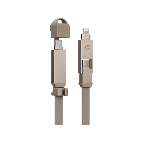 ENERGEA Sheath - 2-In-1 USB-C To USB-C + Lightning Cable 480Mbps 60W - 1M - Gold