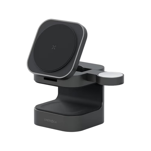 Energea MagCube 3 IN 1 Foldable Magsafe Fast Wireless Charger - Gunmetal