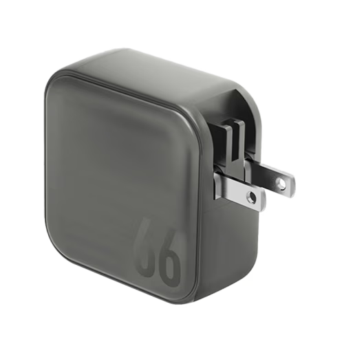 Energea TravelWorld 2-Port USB-C PD and 1-Port USB-A GaN 66W Travel Adapter - Gunmetal