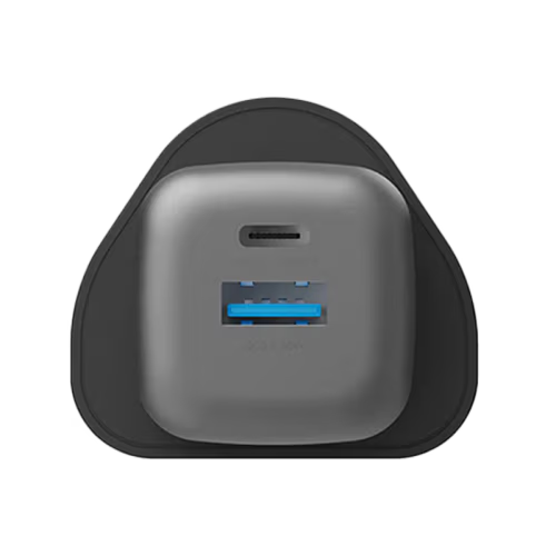 Energea Ampcharge 1-port USB-C and 1-port USB-A 35W GaN Wall Charger - Gunmetal