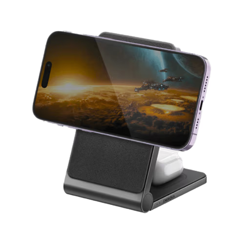 Energea MagTrio 3 IN 1 Foldable Magnetic Fast Wireless Charger - Gunmetal
