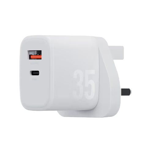Bazic GoPort Velox 1-Port USB-C and 1-Port USB-A 35W PD Wall Charger - White