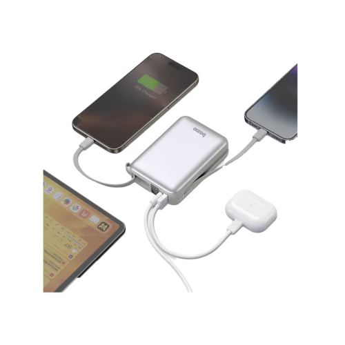 Bazic GoPower Fusion Mini 20K 3 in 1 Power Bank 20000mAh With Build in USB-C & Lightning Cable - Pebble