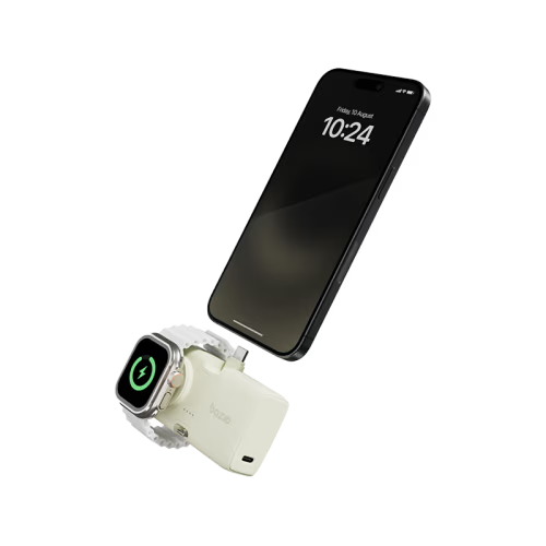 Bazic GoPower Koda 2 in 1 Power Bank With Foldable USB-C /Lightning Pin And Apple Watch Charger 5000mAh - Pistachio