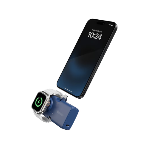 Bazic GoPower Koda 2 in 1 Power Bank With Foldable USB-C /Lightning Pin And Apple Watch Charger 5000mAh - Blueberry
