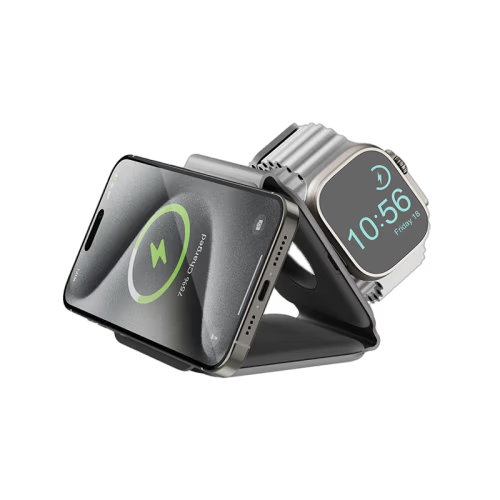 Bazic GoMag Trio Plus 3 in 1 15W Elevated Foldable Charger - Grey