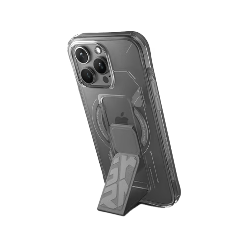SkinArma Helio MagSafe Case With Grip Stand for iPhone 15 Pro - Grey