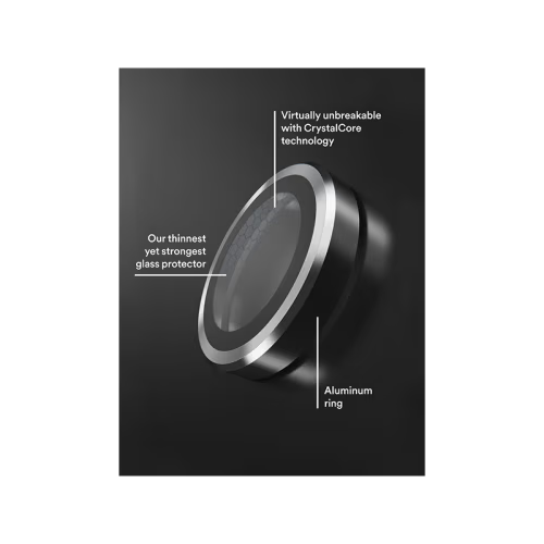 BodyGuardz Apex Individual Camera Lens Protector for iPhone 16 Pro & 16 Pro Max - Silver