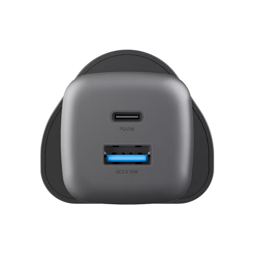 Energea Ampcharge Mini 1-Port USB-C and 1-Port USB-A 45W PD Wall Charger - Gunmetal