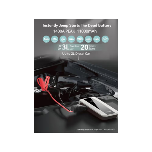 RavPower 11000mAh 40.7Wh Car Jump Starter - White/Black