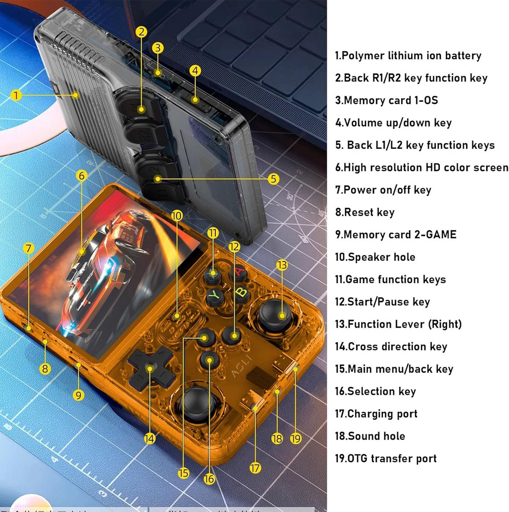 Asli Global Xretro Engine 3.5 Xretro Handheld Game Console With Linux System 128GB - Orange