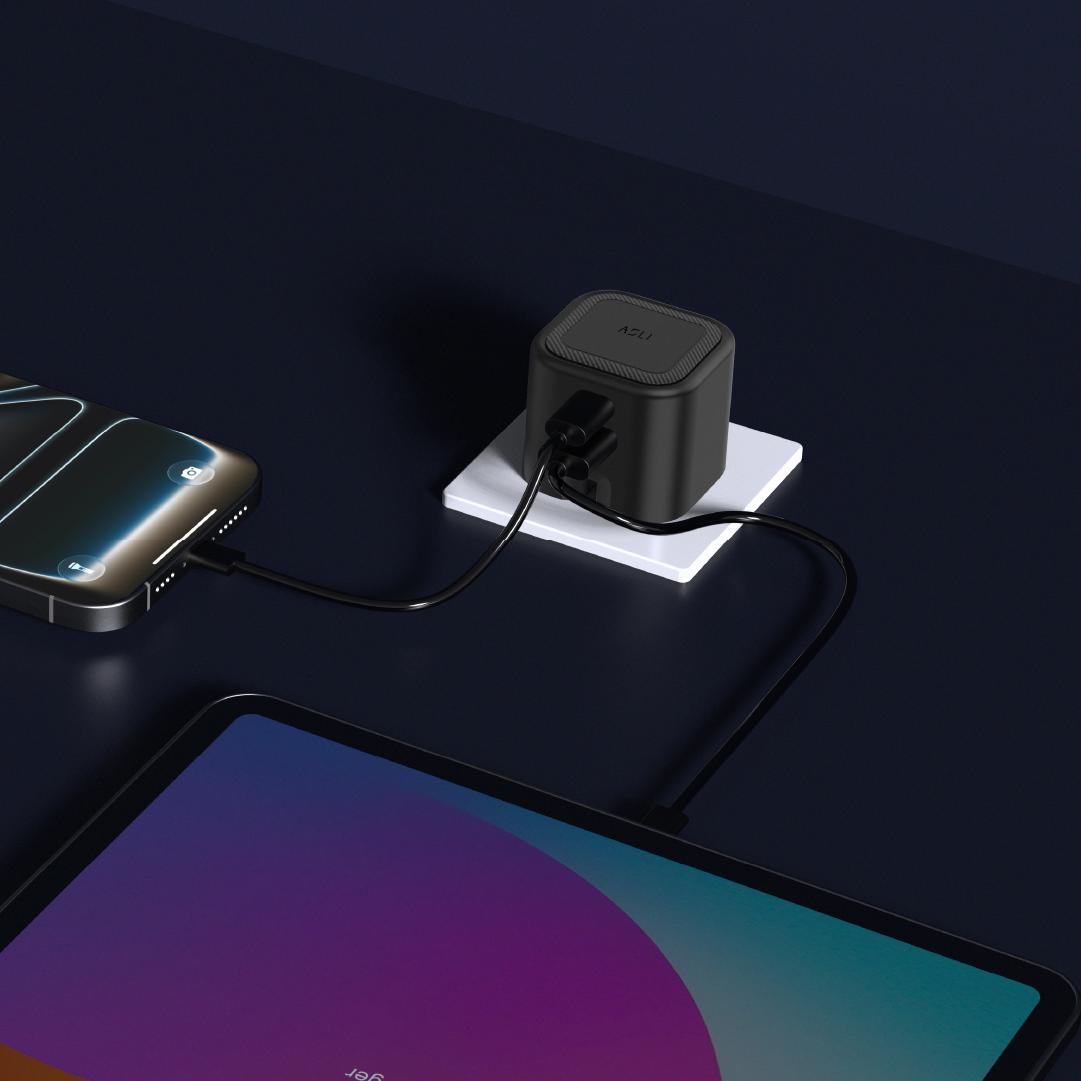 Asli  Global Powercore 45 Gan Dual Port Usb-A & Usb-C Fast Charger - Black
