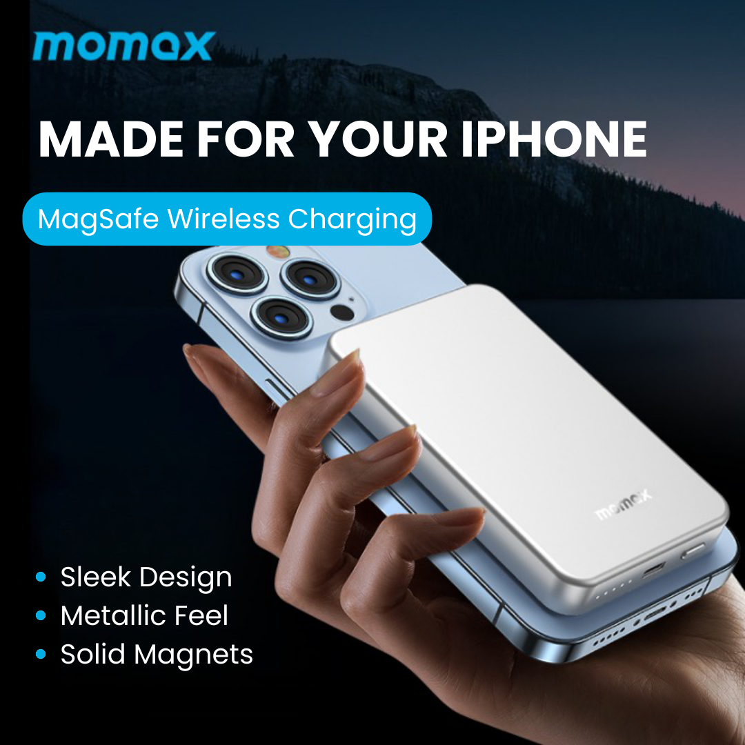 Momax Q.mag Power6 5000 Magnetic Wireless Battery Pack - Silver
