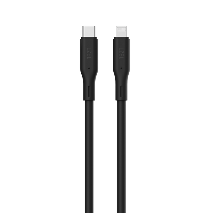 كابل LZEL Celeris Silox CXL ناعم من السيليكون USB-C إلى Lightning، سرعة 480 ميجابت في الثانية، 60 واط كحد أقصى، 1 متر - أسود