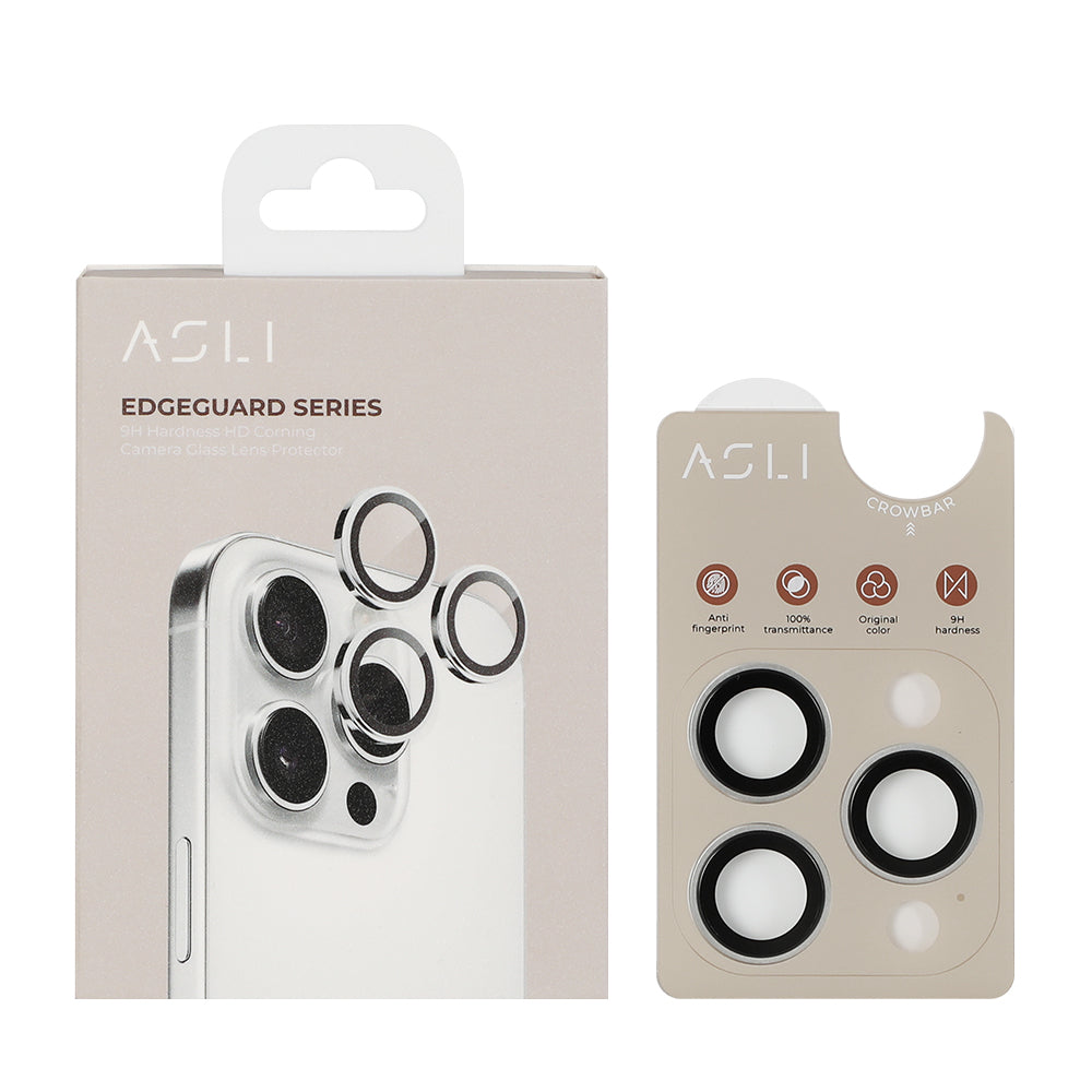 Asli Edgeguard Series 9h Hardness Hd Corning Camera Glass For Iphone 16 Pro/16 Pro Max - Titanium Gray
