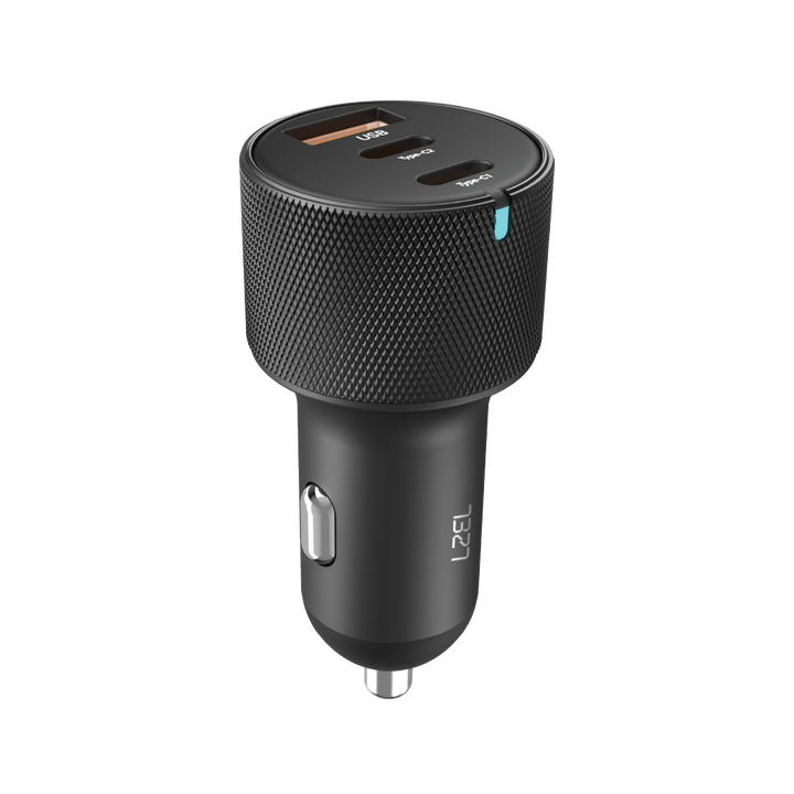 LZEL PulseCharge Max 80W 3-Port Car Charger – Dual USB-C PD & USB-A QC
