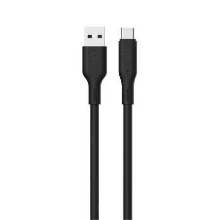 كابل USB-A إلى USB-C من السيليكون الناعم LZEL Celeris Silox CXL، سرعة 480 ميجابت في الثانية، 15 وات كحد أقصى، 2 متر - أسود