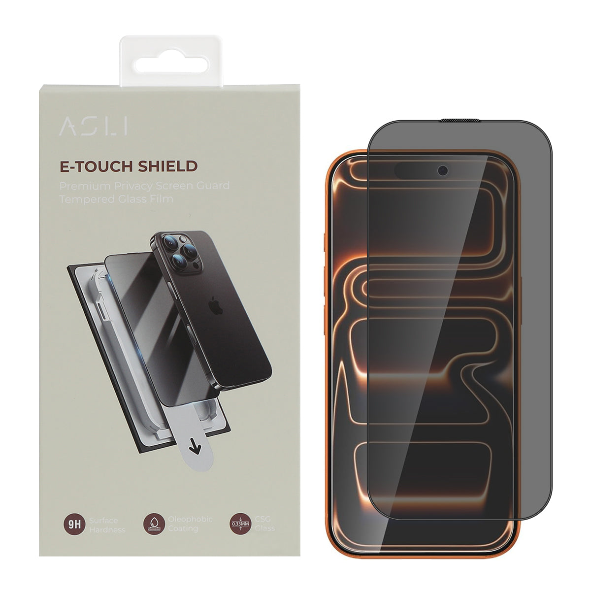 Asli Global E-Touch Shield Premium Glass With Applicator for iPhone 17 Pro - Privacy