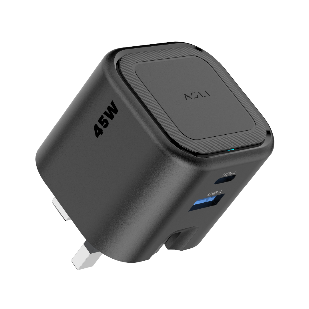 Asli  Global Powercore 45 Gan Dual Port Usb-A & Usb-C Fast Charger - Black