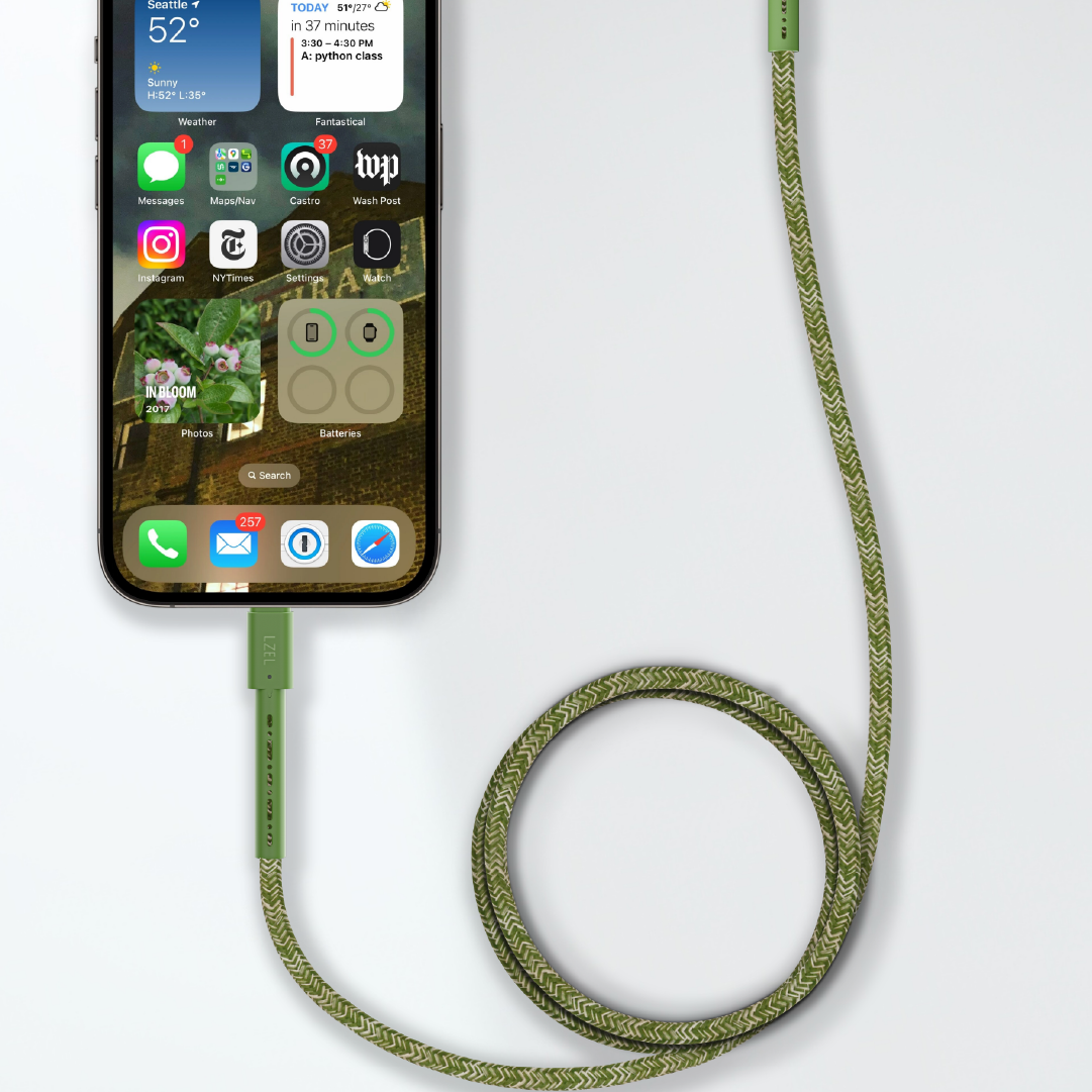 LZEL Celeris Charge AXL Braided USB-A to Lightning Cable, 480Mbps, 15W Max, 1m