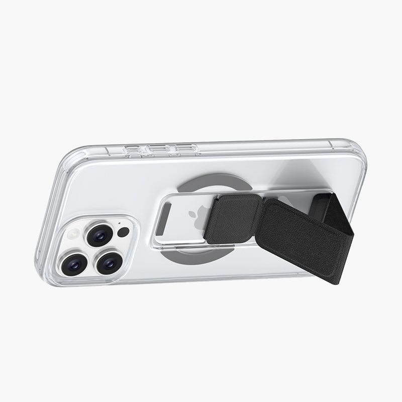 SnapGrip MagSafe Compatible Case For iPhone 16 Series | Leather Grip & Foldable Stand