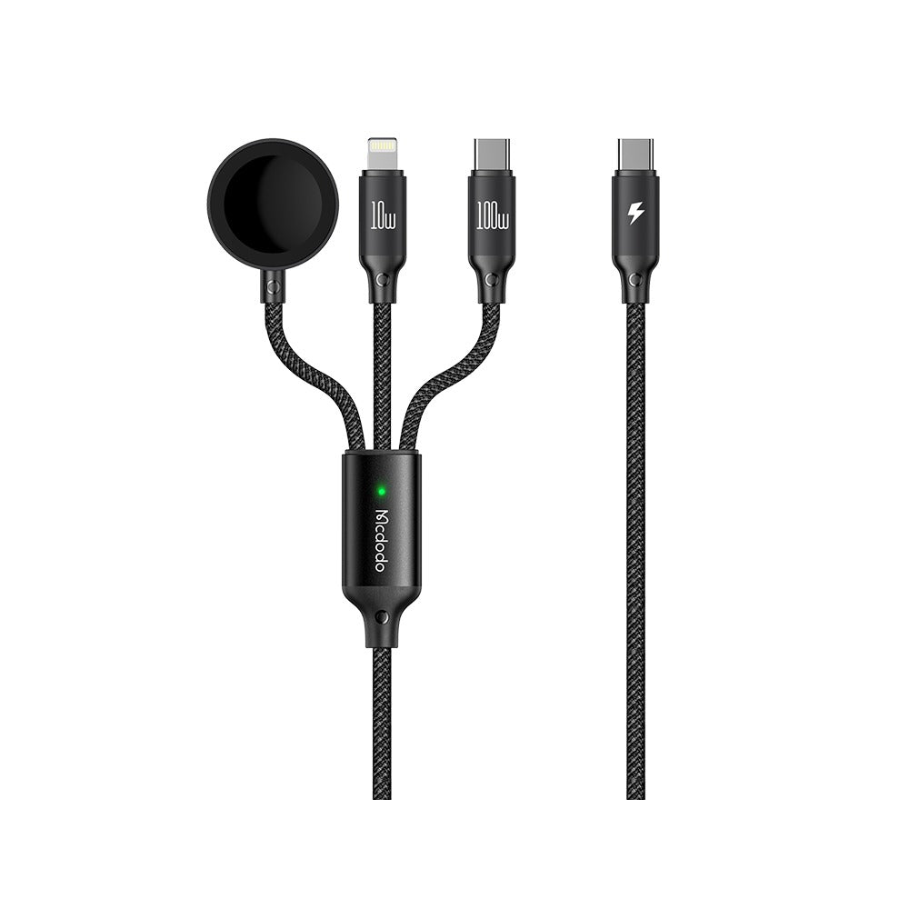 MCDODO-CABLE 3IN ONE TYPE C+ LIGHTNING+ WATCH CHARGER 100W-1.2M