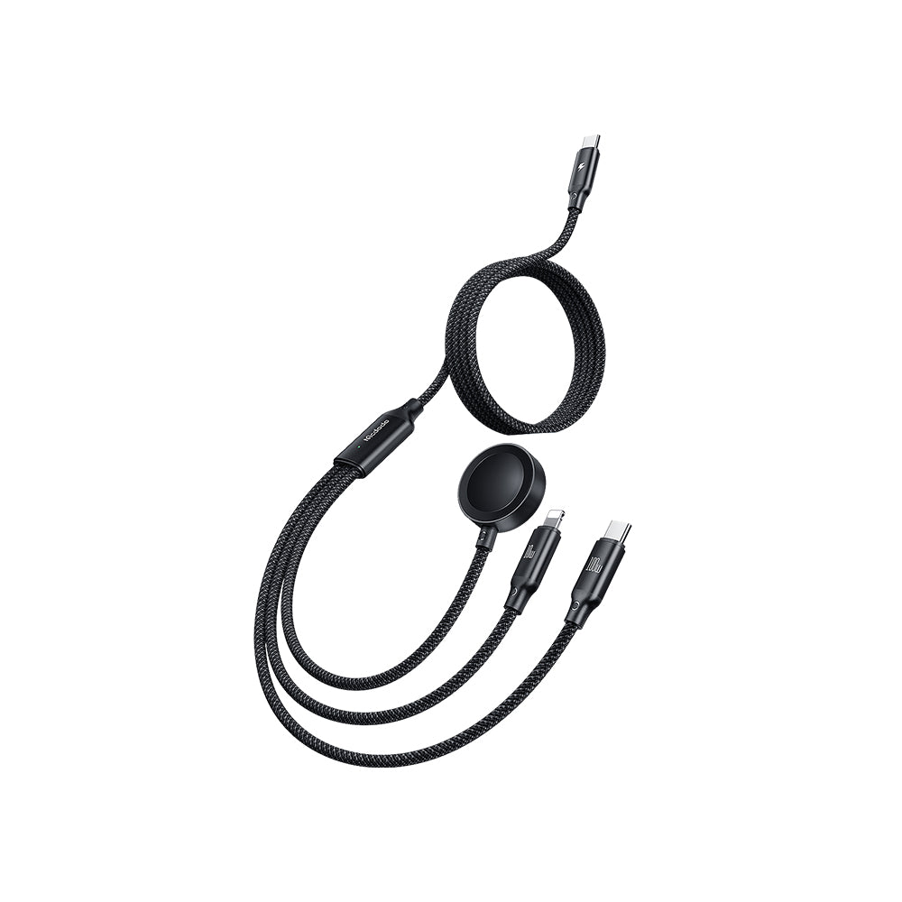 MCDODO-CABLE 3IN ONE TYPE C+ LIGHTNING+ WATCH CHARGER 100W-1.2M