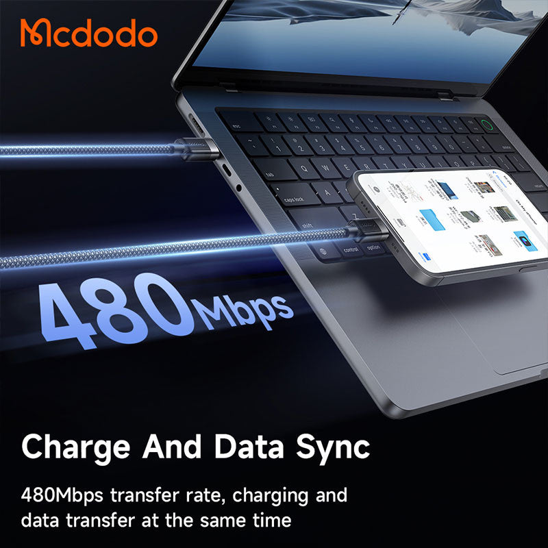 MCDODO-60W USB C TO TYPE C MAGNATIC SELF -WINDING CABLE