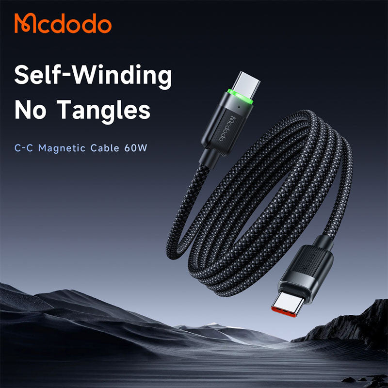 MCDODO-60W USB C TO TYPE C MAGNATIC SELF -WINDING CABLE