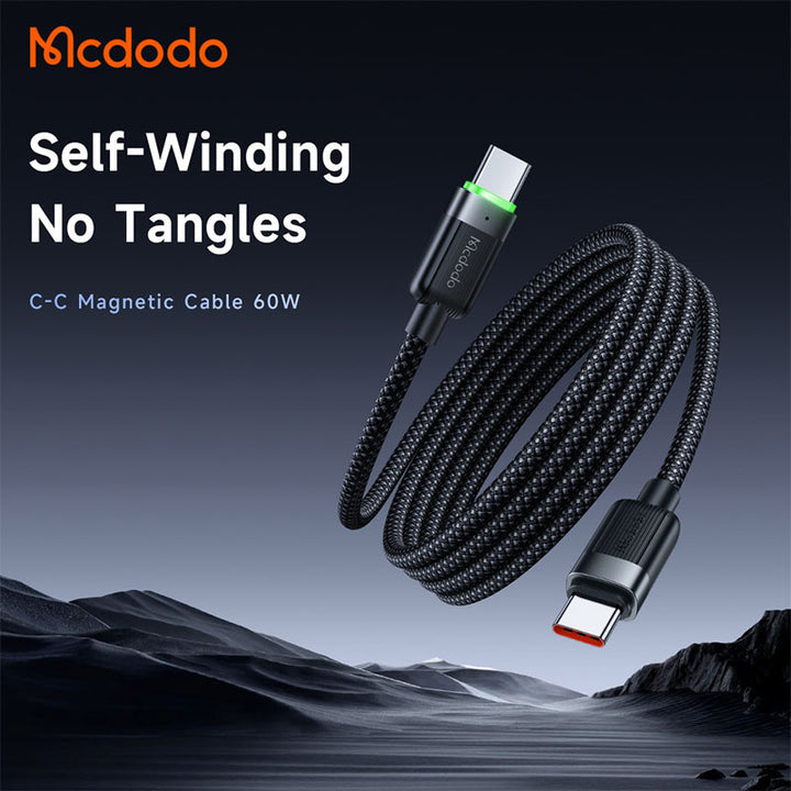 MCDODO-60W USB C TO TYPE C MAGNATIC SELF -WINDING CABLE