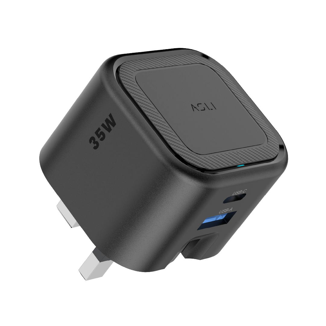 Asli  Global Primevolt 35 Gan Dual Port Usb-A & Usb-C Fast Charger - Black