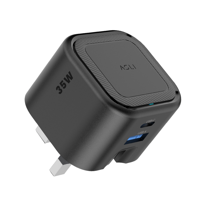 Asli  Global Primevolt 35 Gan Dual Port Usb-A & Usb-C Fast Charger - Black