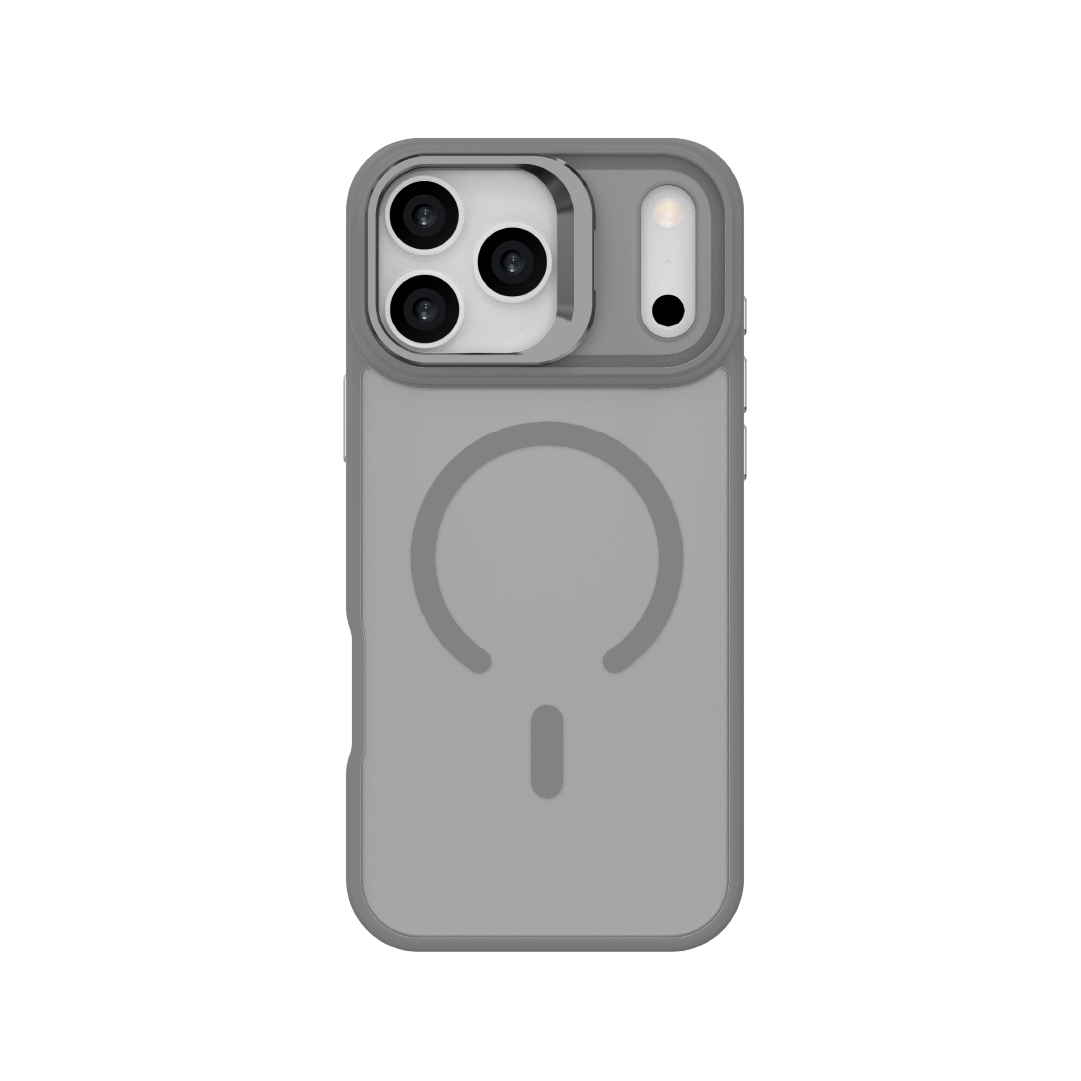 LZEL Magcamstand Soft Oil-coating Case With Adjutable Camera Stand Case For IPhone 17 Pro - Light Gray