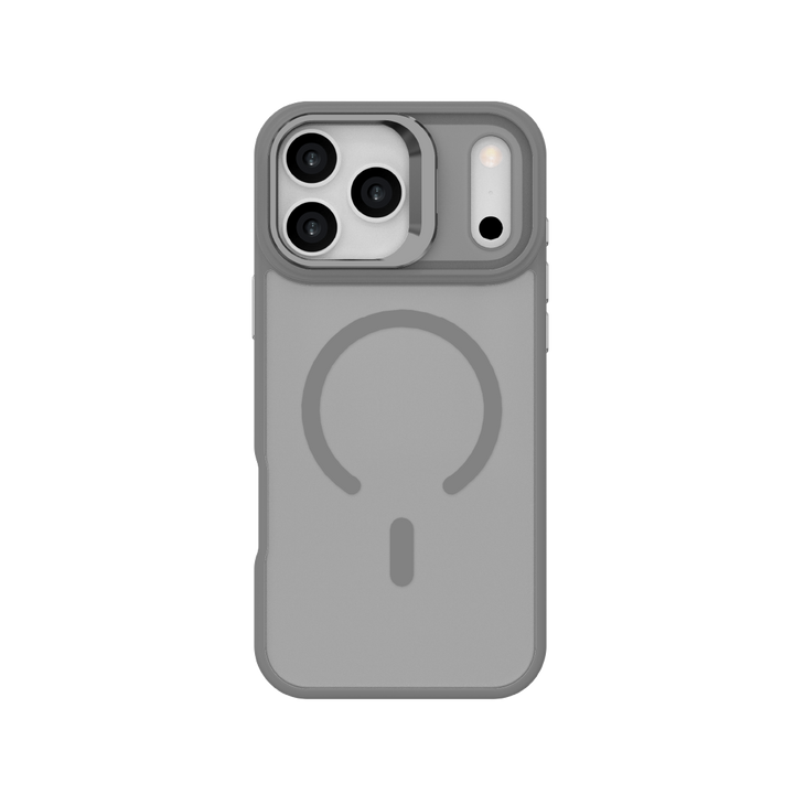 LZEL Magcamstand Soft Oil-coating Case With Adjutable Camera Stand Case For IPhone 17 Pro - Light Gray