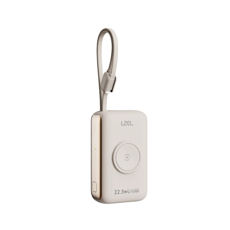 LZEL Ampflow10 Mini 10000Mah Pd Power Bank 22.5W | Built-In Type-C &amp; Lightning Cable | Wireless Charging