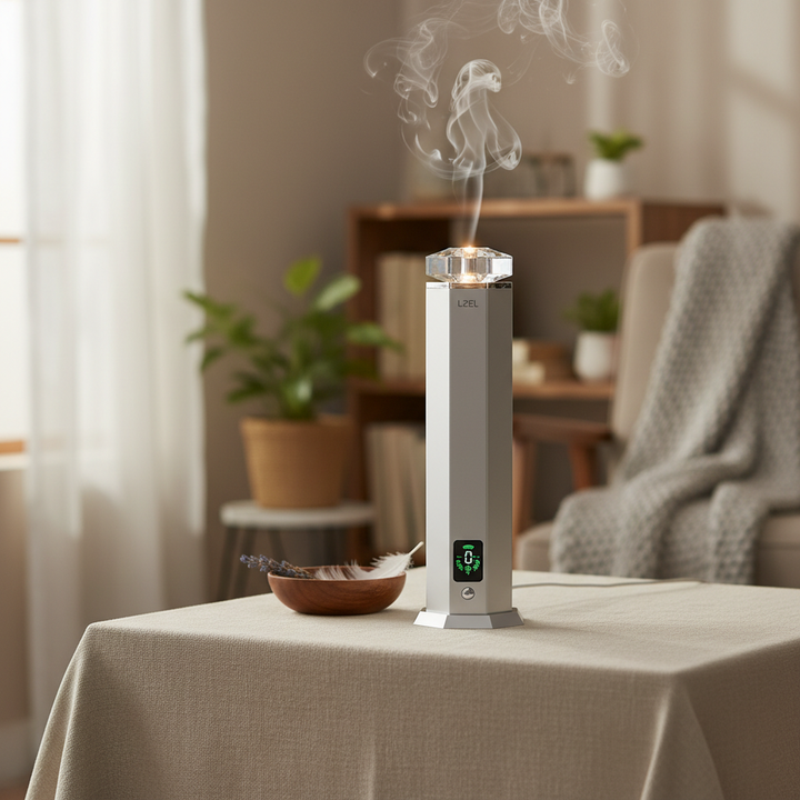 LZEL Aroma Diffuser Aromavista Essence Premium Scent Diffuser Led Display - Cold Air Diffusion Tech - 120 Ml - Silver