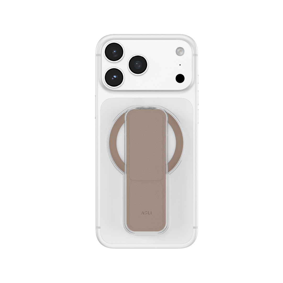 ASLI Magnetic Band Leather Grip & Foldable Stand 2-in-1 Functional Design - Desert Titanium