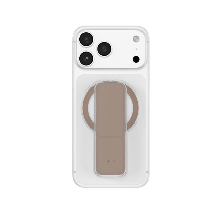 ASLI Magnetic Band Leather Grip & Foldable Stand 2-in-1 Functional Design - Desert Titanium
