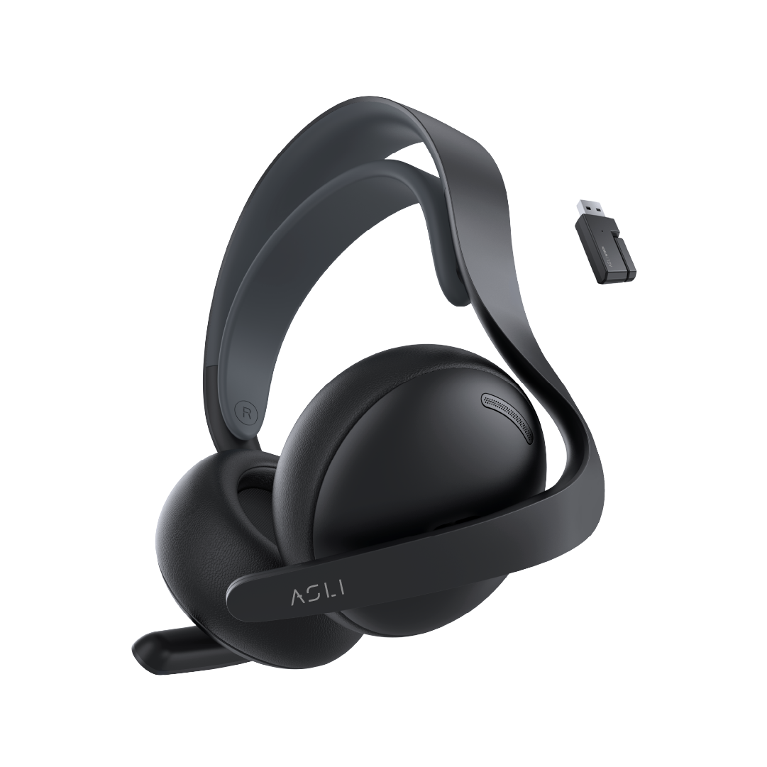 Asli Global Wavetune Series High-Performance 2.4G Wireless Tri-Mode Gaming Headset - Black