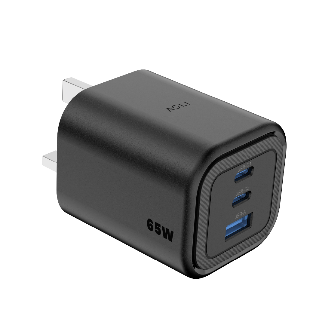 Asli  Global Maxcharge 65 Gan 3-Port Usb-A &amp; Dual Usb-C Fast Charger - Black