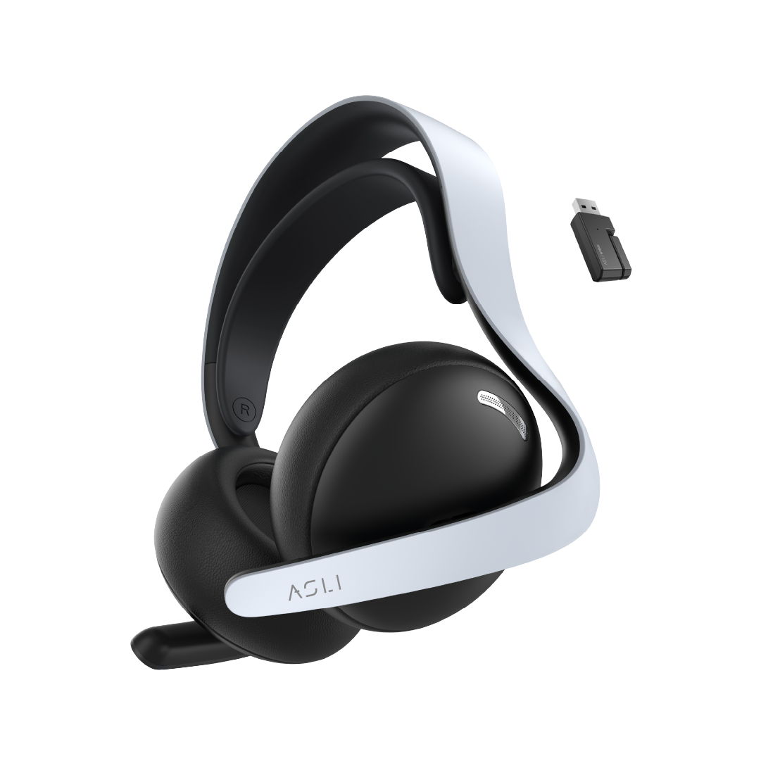 Asli Global Wavetune Series High-Performance 2.4G Wireless Tri-Mode Gaming Headset - White